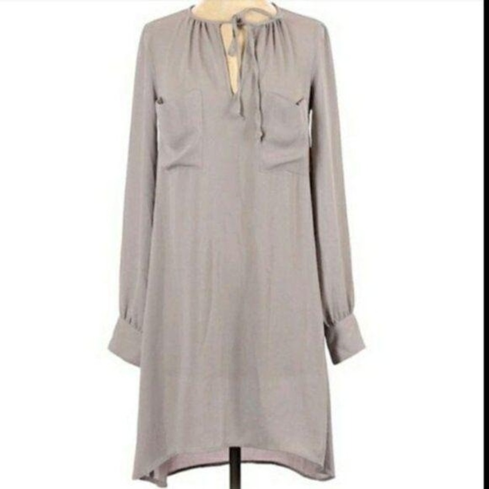 BCBGMAXAZRIA  Sheer‎ Lagenlook Oversized Shirt Dress Sz XXS Gray Casual